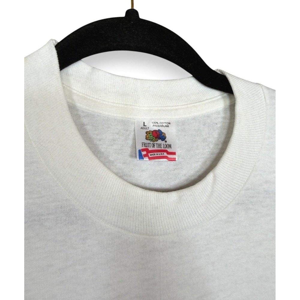 Vintage 1990 Tomkats Catering T Shirt L White Sgt Bilko Film Crew Promo Cat - Picture 8 of 14